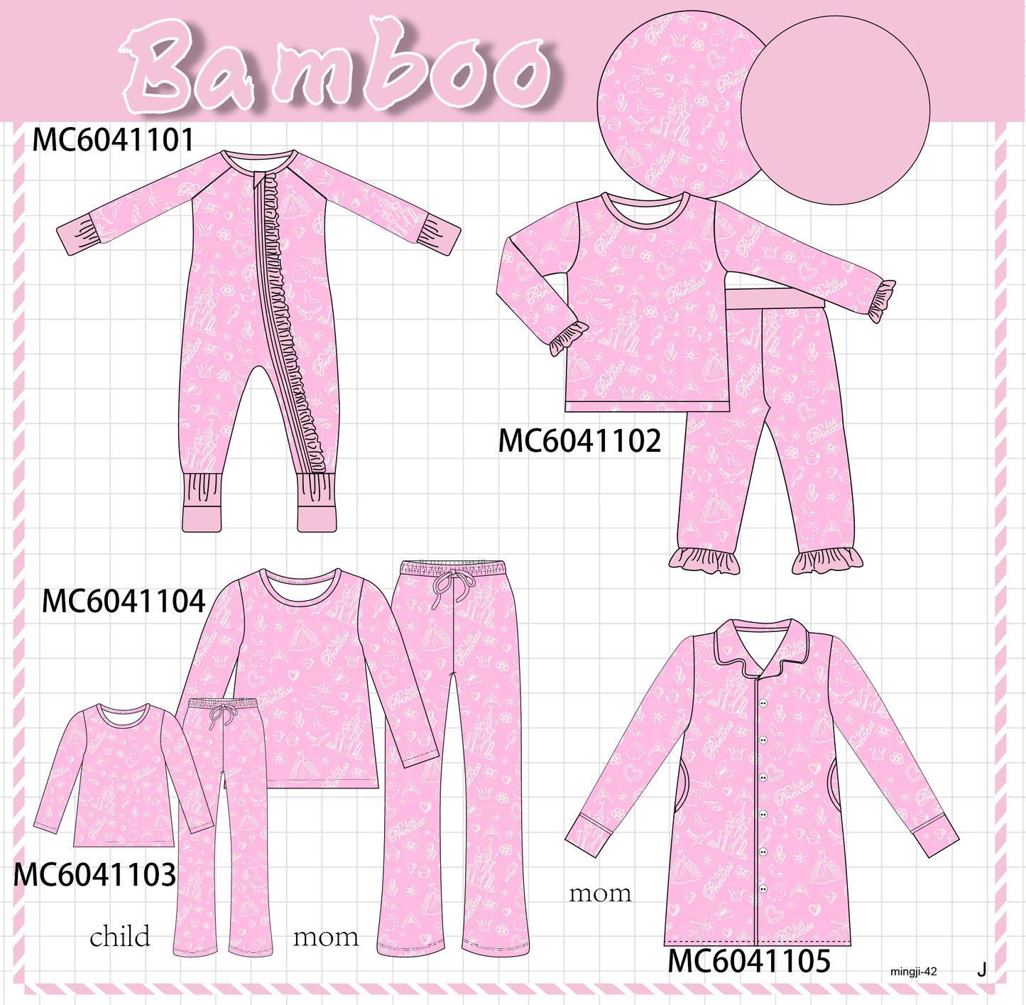 PO90 Pink princess castle print bamboo collection - closing 5/11 - ETA early October