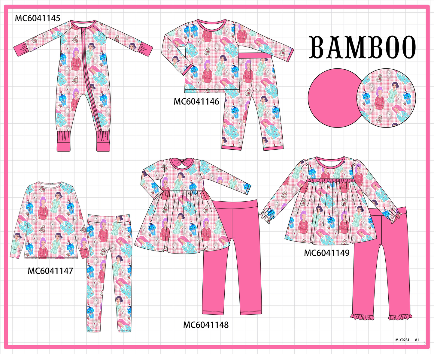 PO90 Pink princess plaid bamboo collection - closing 5/11 - ETA early October