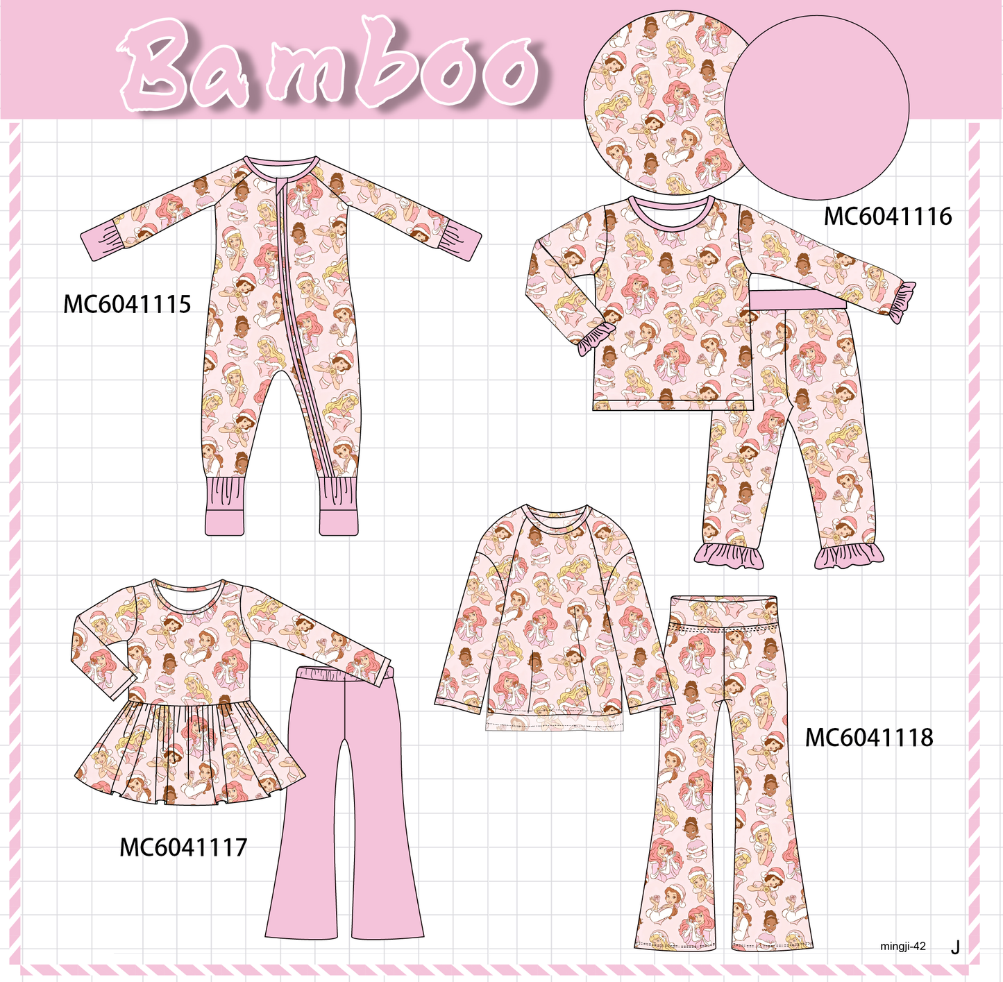 PO90 Pink princess print bamboo collection - closing 5/11 - ETA early October