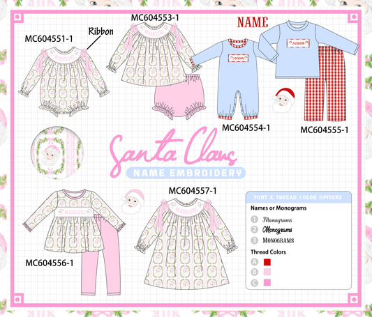 PO88 Pink santa claus monogram embroidery collection - closing 4/27 - eta late September