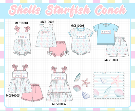 PO69 Pink shells starfish embroidery collection - closing 10/27 - eta early march