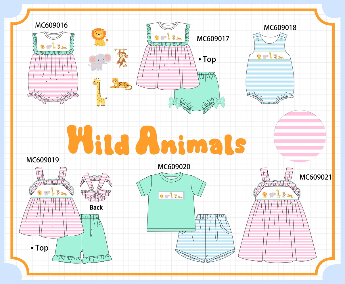PO104 Pink stripe zoo animal embroidery ruffle collection - closing 9/14 - ETA February