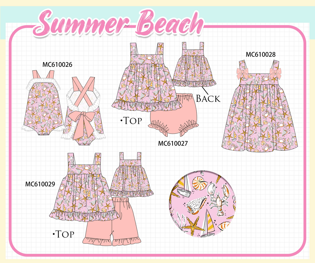 PO108 Pink summer beach print ruffle collection - closing 10/26 - ETA march