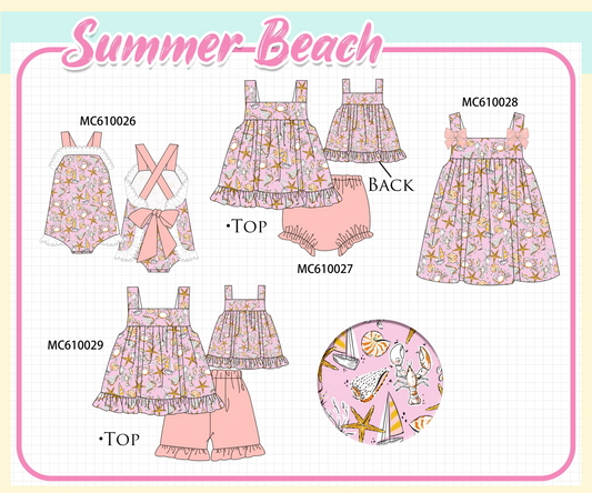 PO108 Pink summer beach print ruffle collection - closing 10/26 - ETA march