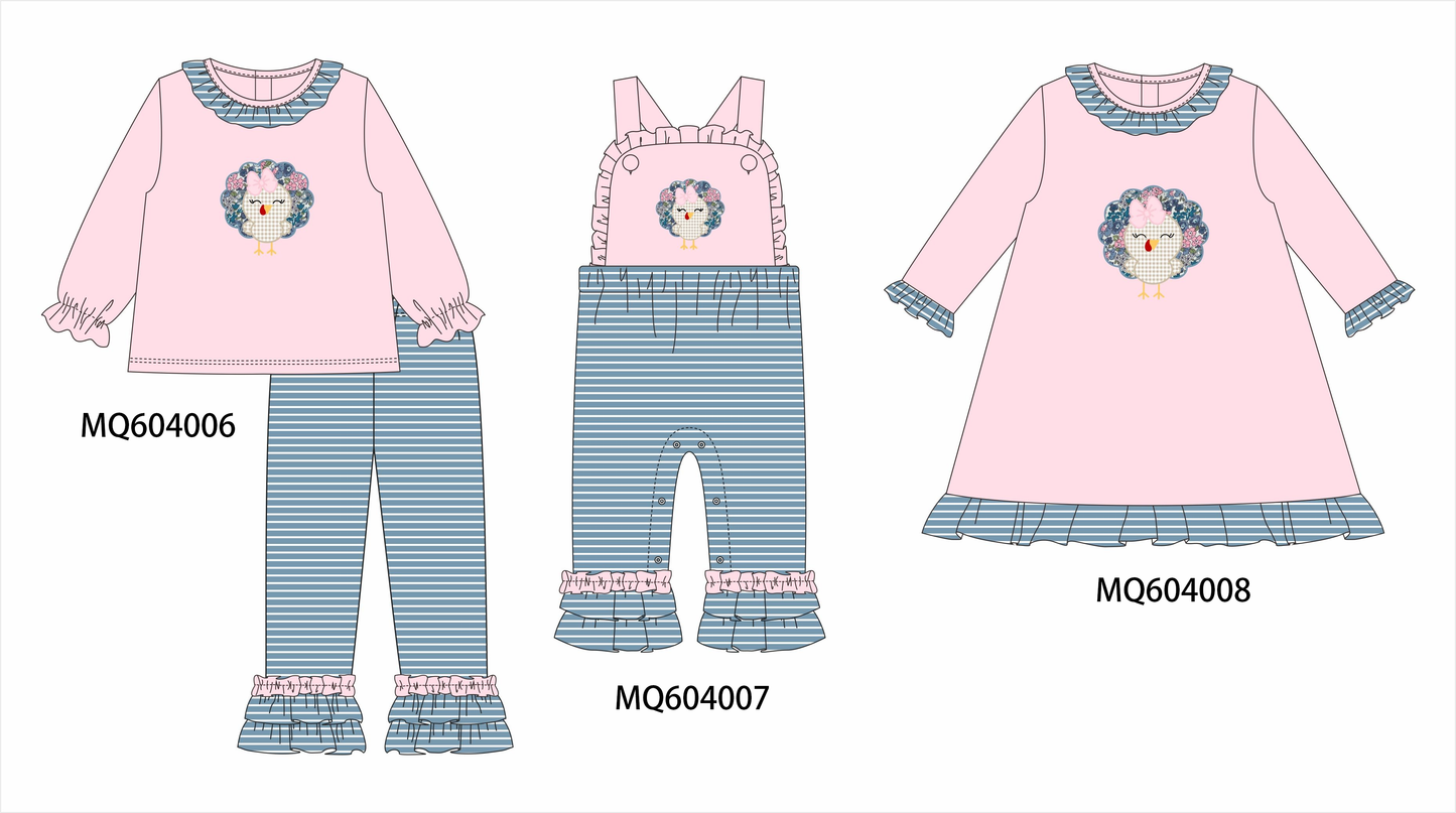 PO87 Pink thanksgiving turkey applique ruffle collection - closing 4/20 - ETA early October