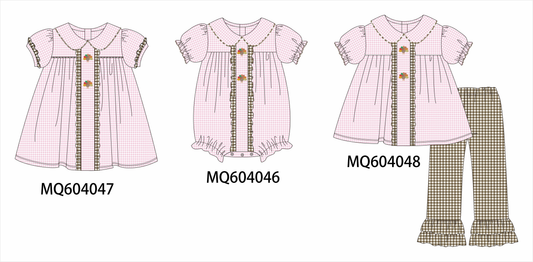 PO87 Pink thanksgiving turkey embroidery gingham ruffle collection - closing 4/20 - ETA early October