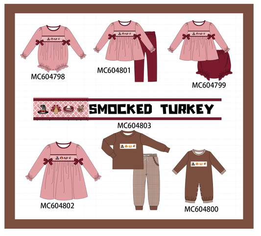 PO88 Pink turkey embroidery smocked collection - closing 4/27 - eta late September