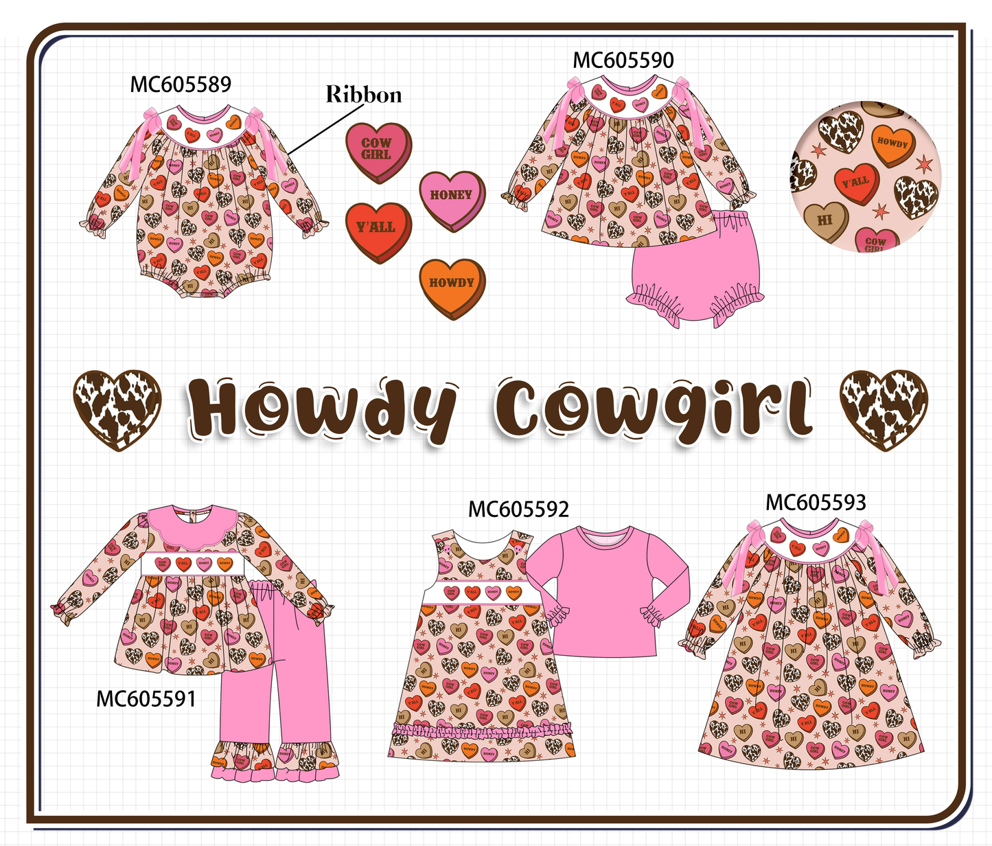 PO95 Pink valentine's day heart embroidery collection