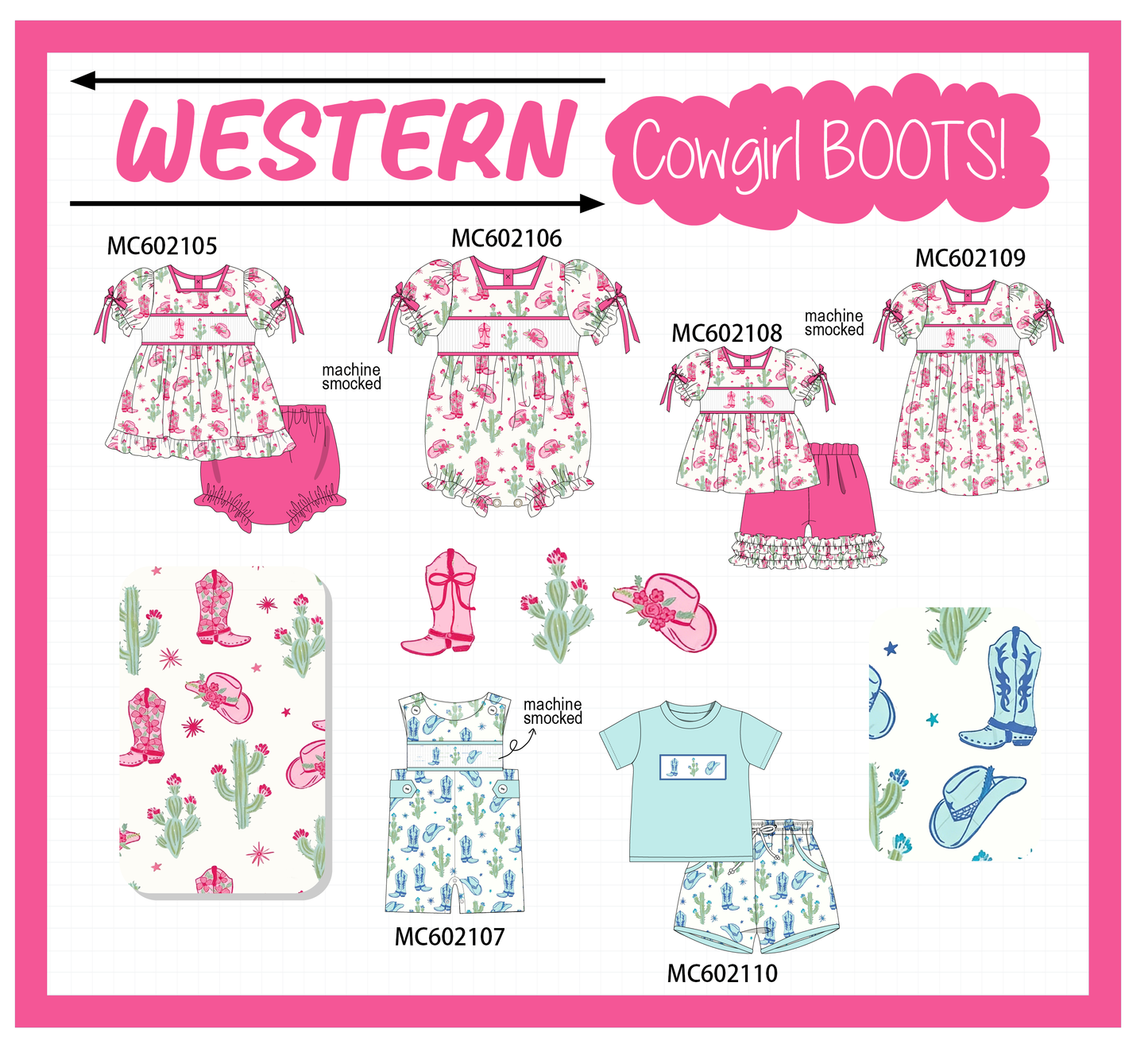 PO81 Pink western cowgirl boots smocked collection - closing 2/16 - ETA July