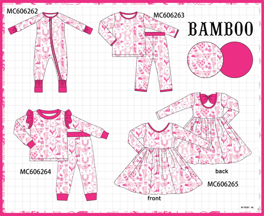 PO95 Pink western heart bow bamboo collection - closing 6/22 - ETA late November