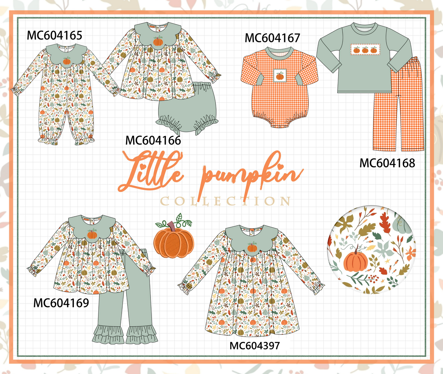 PO86 Pumpkin leaves embroidery collection  - closing 4/13 - ETA early September
