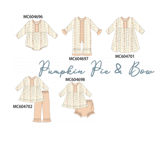 PO88 Pumpkin pie bow embroidery ruffle collection 1 - closing 4/27 - eta late September
