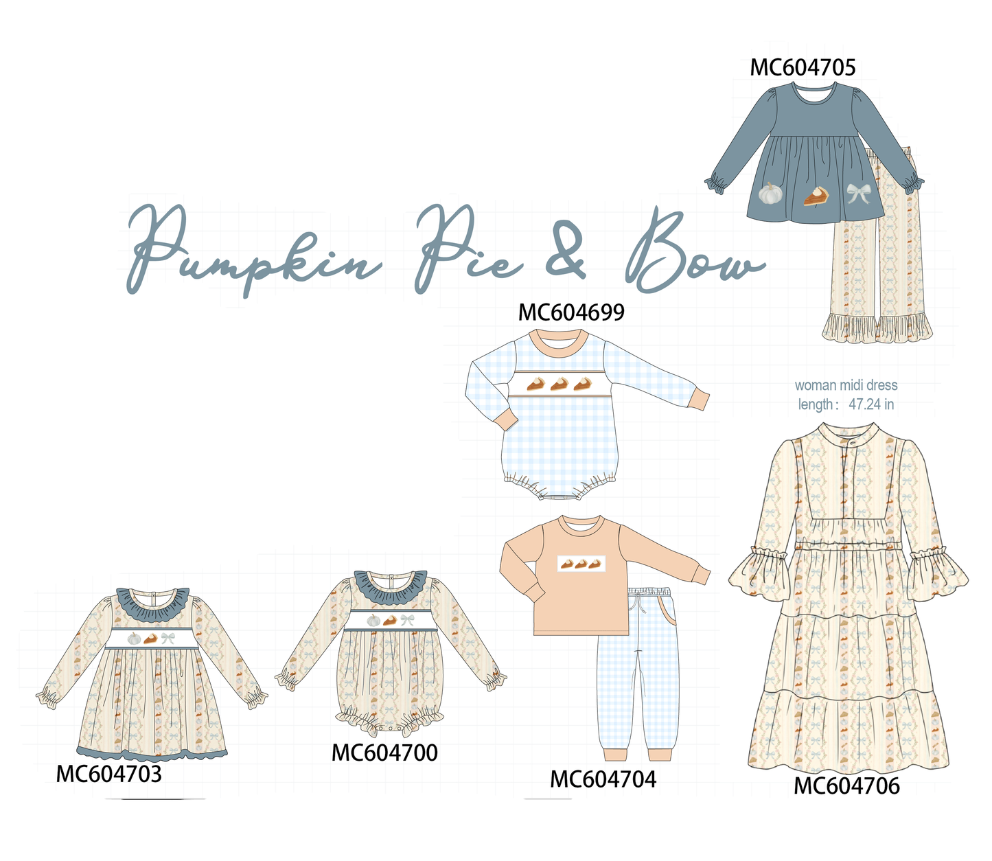 PO88 Pumpkin pie bow embroidery ruffle collection 2 - closing 4/27 - eta late September