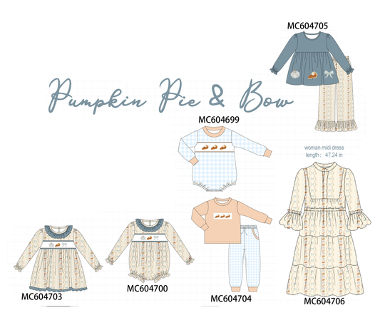 PO88 Pumpkin pie bow embroidery ruffle collection 2 - closing 4/27 - eta late September