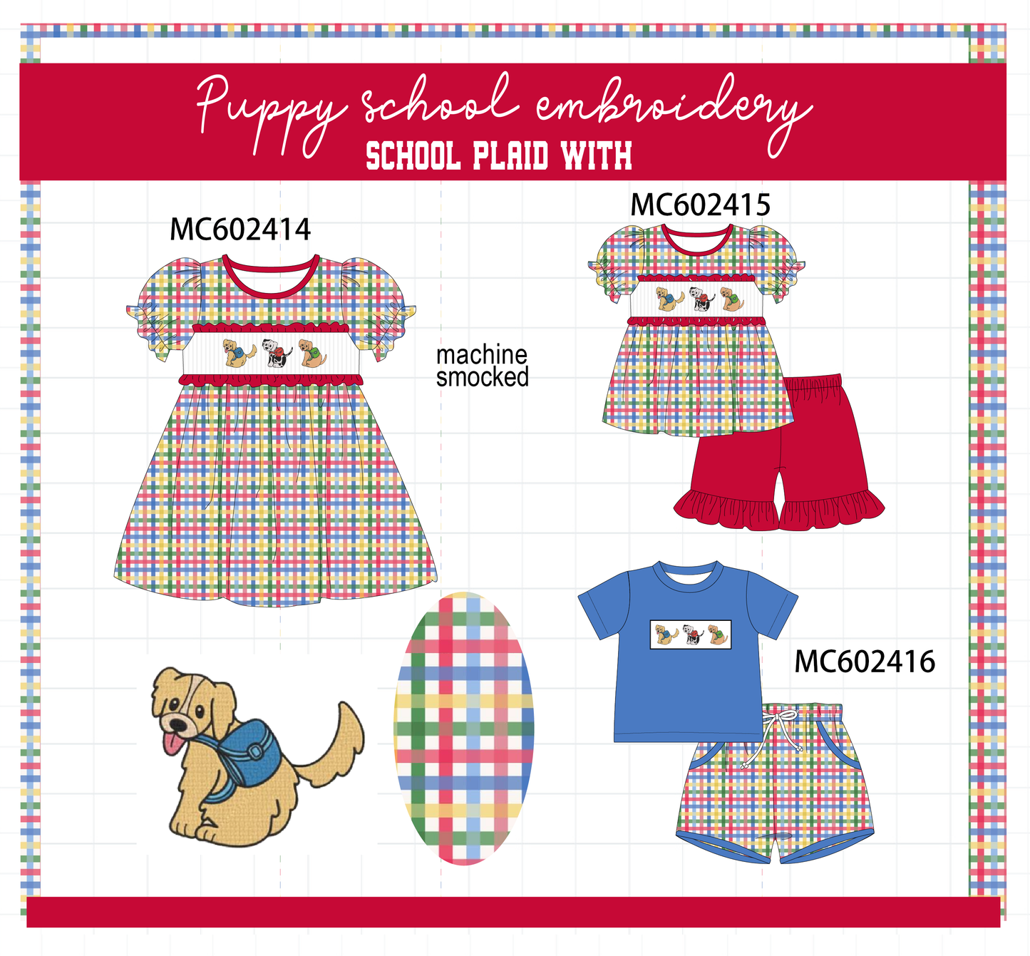 PO82 Puppy school plaid collection - closing 3/2 - ETA July