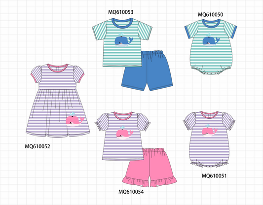 PO109 Purple&blue whale embroidery stripe collection -closing 11/2- ETA May