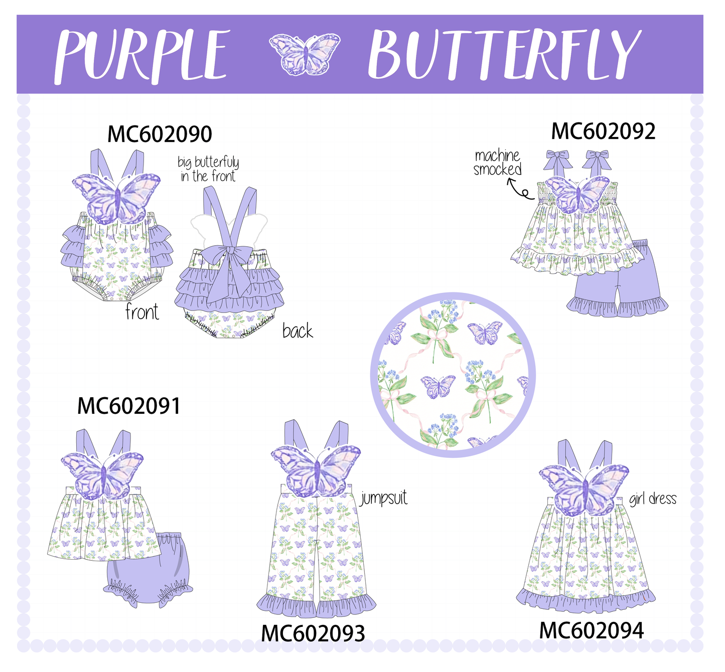 PO81 Purple floral butterfly applique collection - closing 2/16 - ETA July
