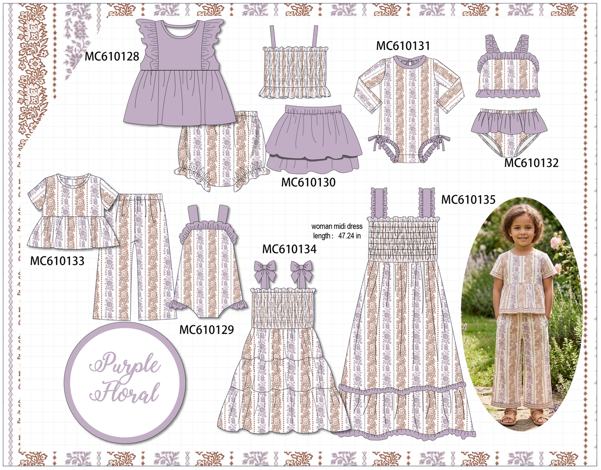 PO108 Purple floral print ruffle collection - closing 10/26 - ETA march