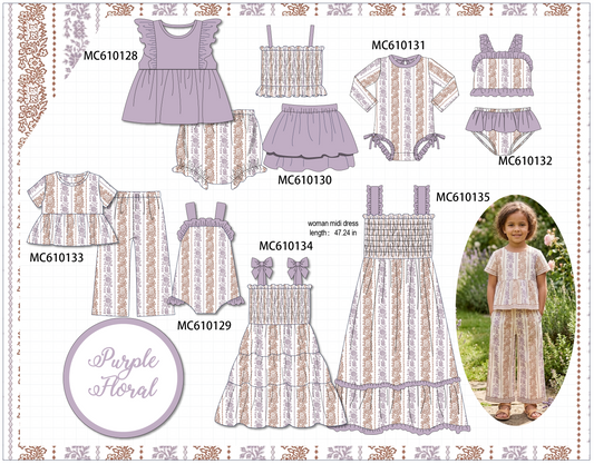 PO108 Purple floral print ruffle collection - closing 10/26 - ETA march