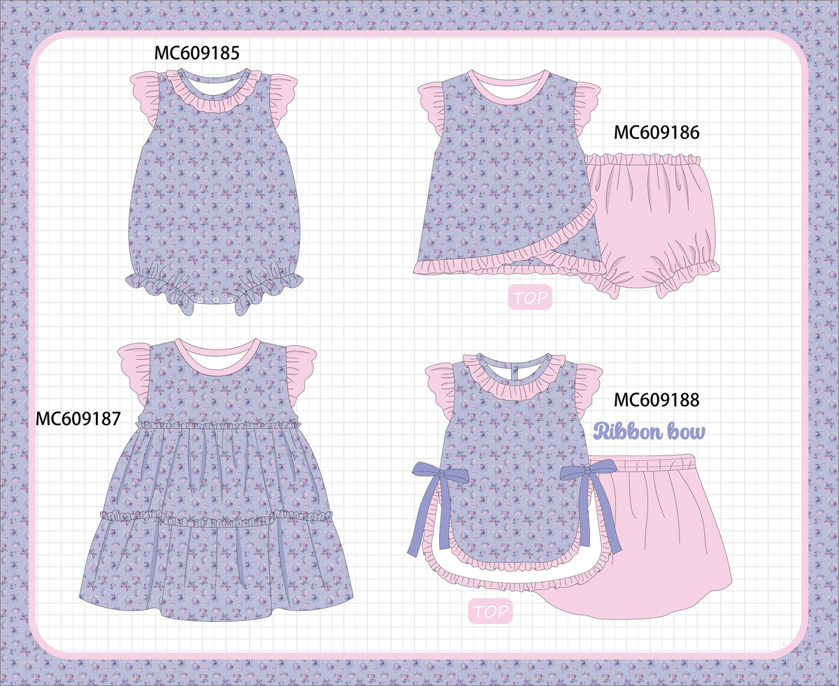 PO104 Purple floral print ruffle collection  - closing 9/14 - ETA February