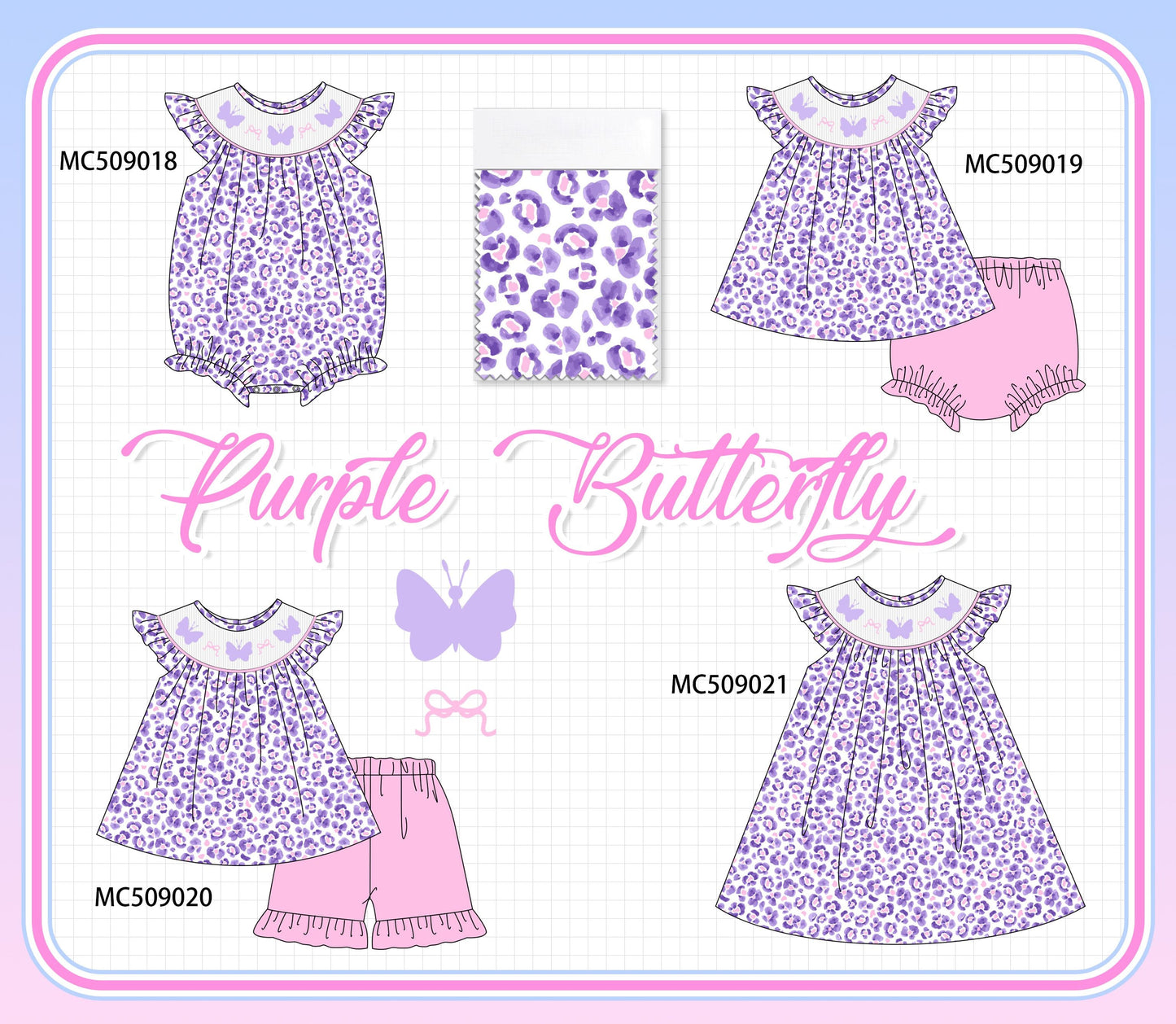 PO65 Purple leopard butterfly embroidery smocked collection - closing 9/15- ETA late January