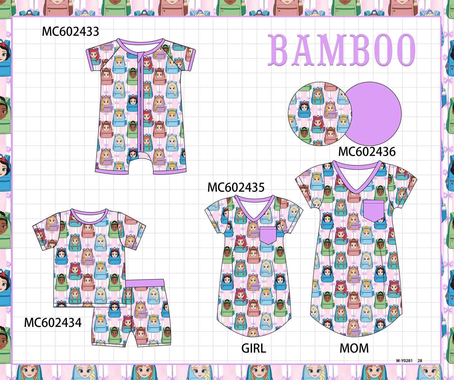 PO82 Purple princess print bamboo collection - closing 3/2 - ETA July