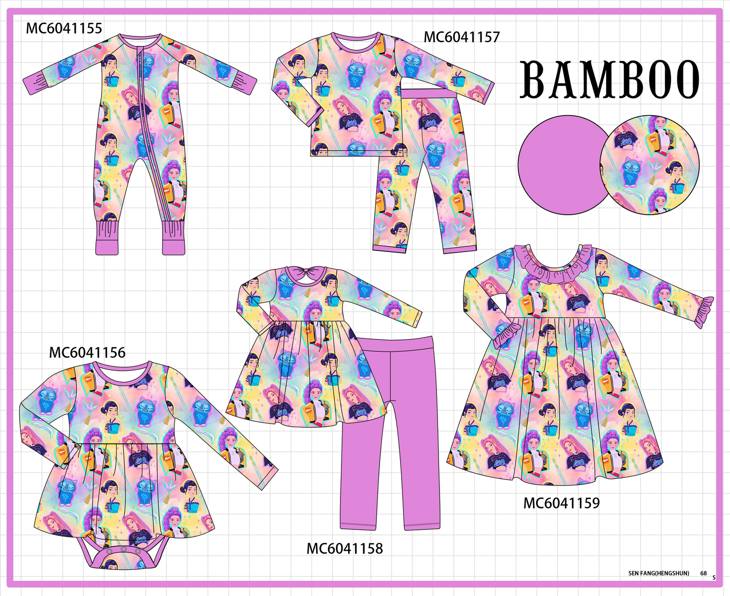PO90 Purple princess print bamboo collection 2 - closing 5/11 - ETA early October