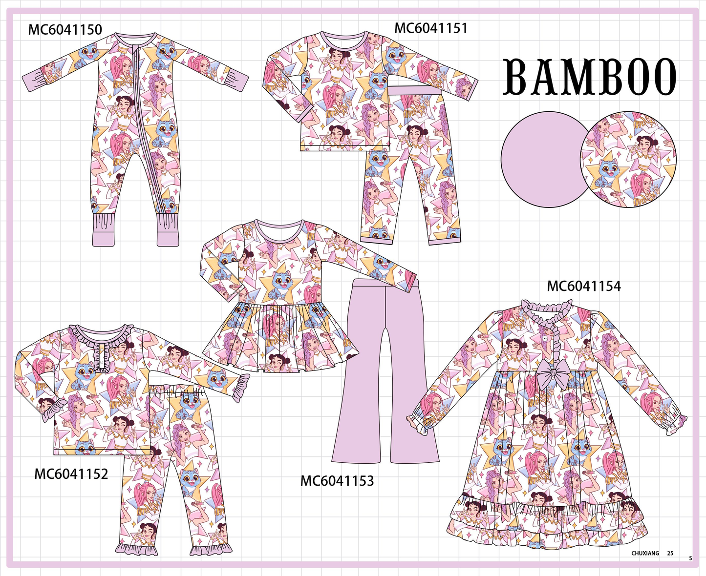 PO90 Purple princess print bamboo collection - closing 5/11 - ETA early October