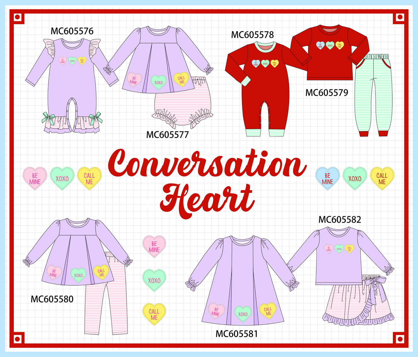 PO95 Purple valentine's day heart applique stripe collection