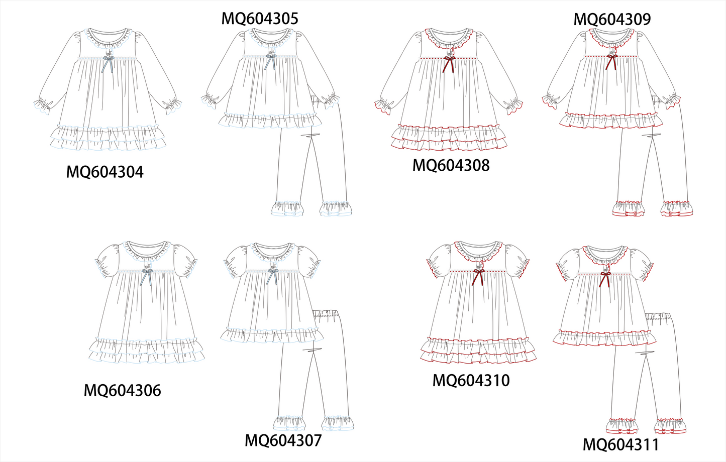 PO89 Red&blue bow ruffle collection - closing 5/4 - ETA late october