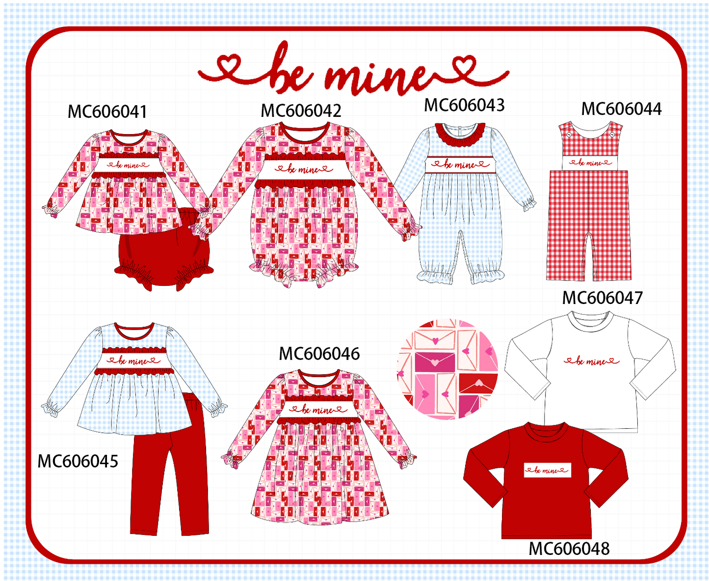 PO95 Red&blue be mine embroidery collection