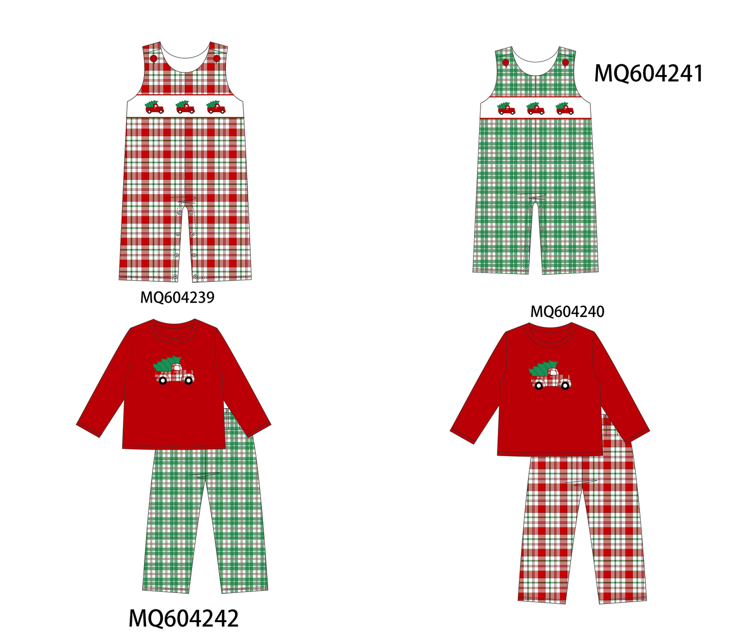 PO89 Red&green plaid christmas truck tree embroidery collection - closing 5/4 - ETA late october