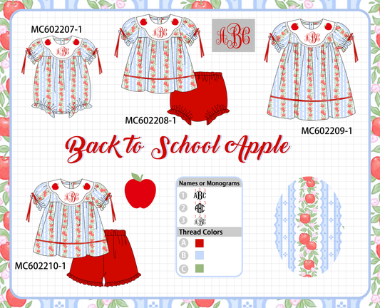 PO81 Red back to school apple monogram embroidery print collection - closing 2/16 - ETA July