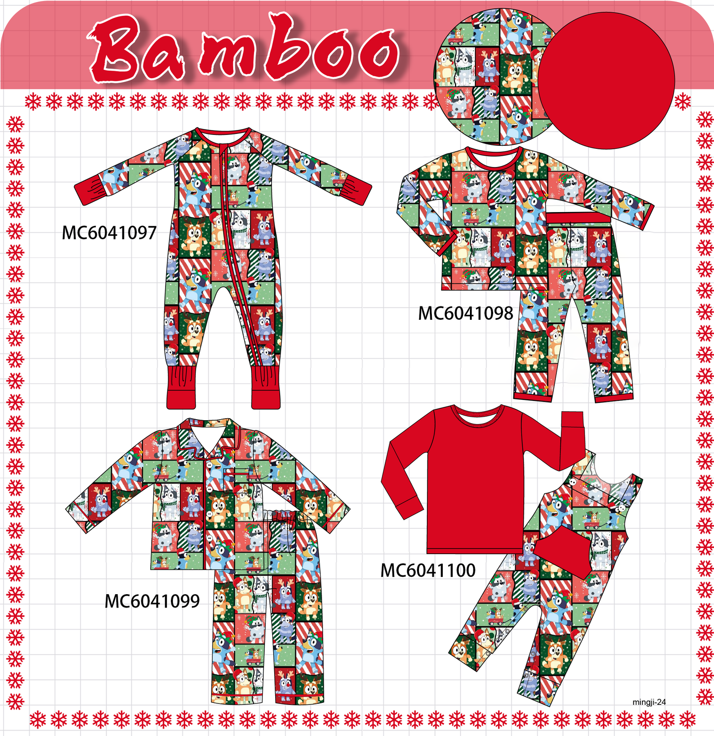 PO90 Red christmas bluey print bamboo collection - closing 5/11 - ETA early October