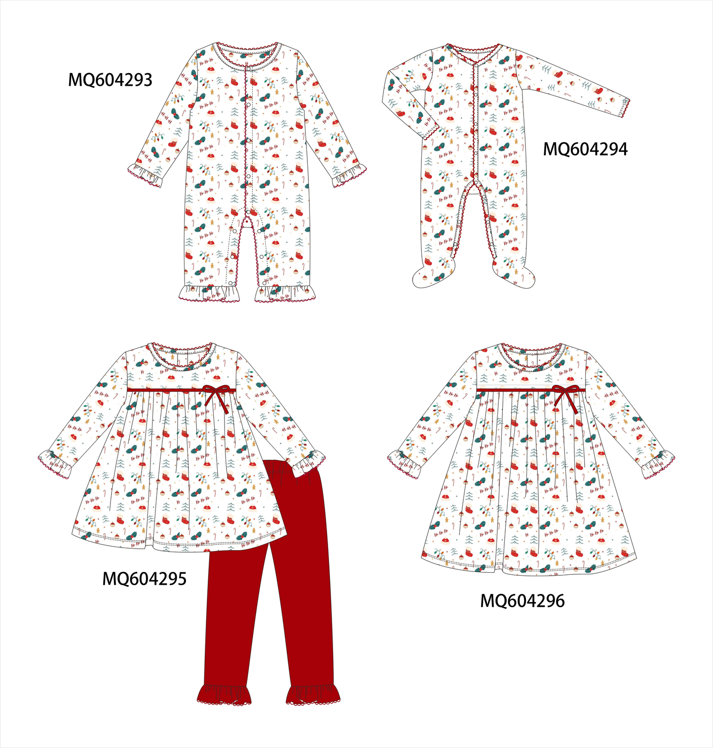 PO89 Red christmas holly print bamboo collection - closing 5/4 - ETA late october