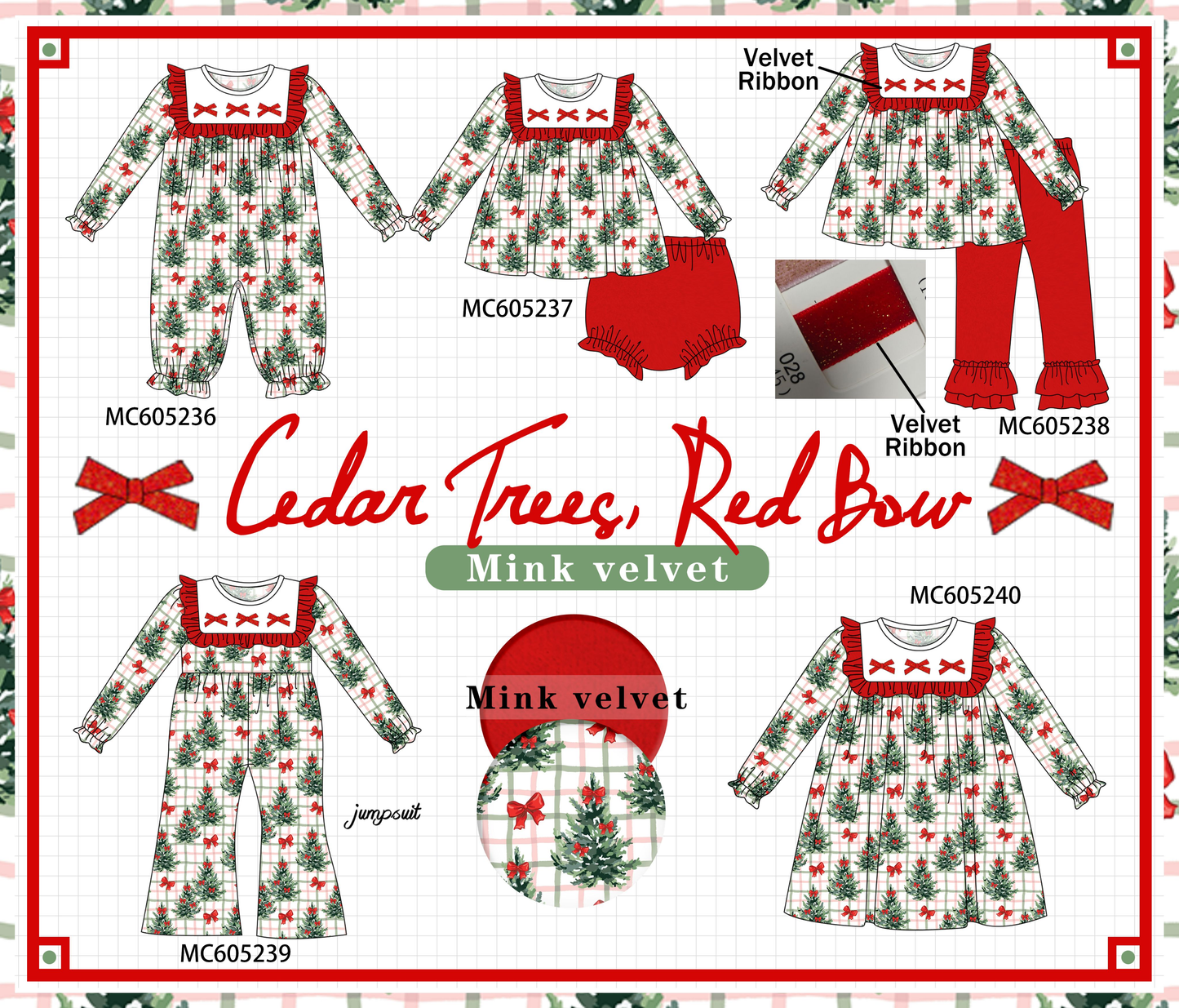 PO92 Red christmas mink velvet plaid collection - closing 5/25 - ETA late October