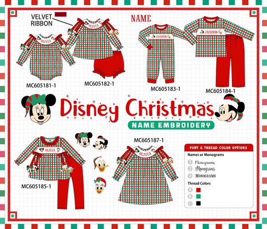PO92 Red christmas monogram embroidery plaid collection - closing 5/25 - ETA late October