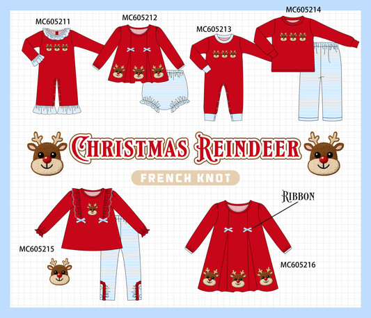 PO92 Red christmas reindeer french knot collection - closing 5/25 - ETA late October