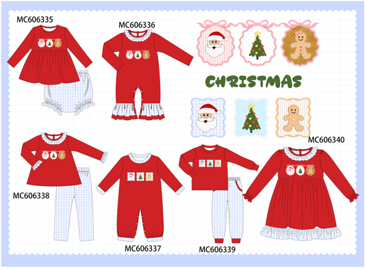 PO95 Red christmas santa tree gingerbread applique collection - closing 6/22 - ETA late November
