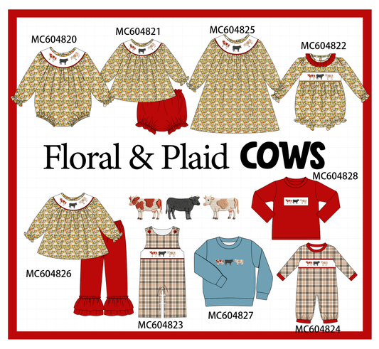 PO90 Red cow embroidery floral collection - closing 5/11 - ETA early October