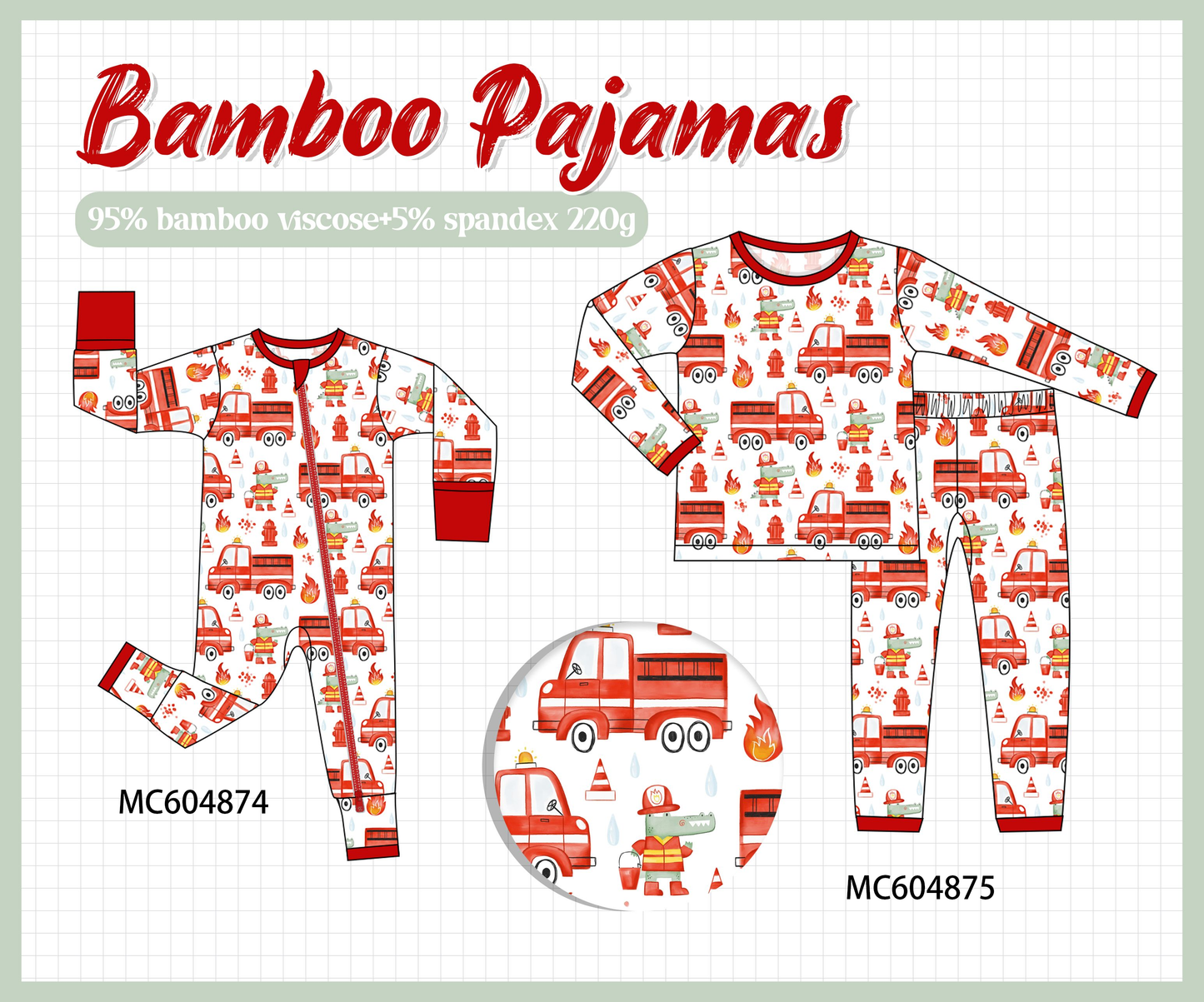 PO90 Red fire engine crocodile bamboo collection - closing 5/11 - ETA early October