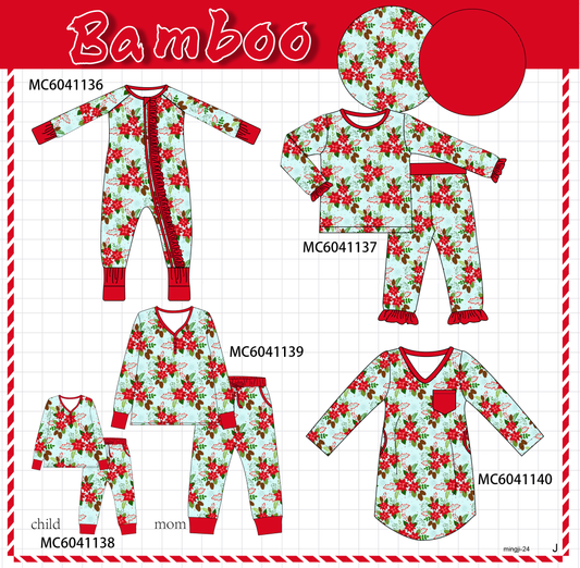 PO90 Red floral print ruffle bamboo collection - closing 5/11 - ETA early October