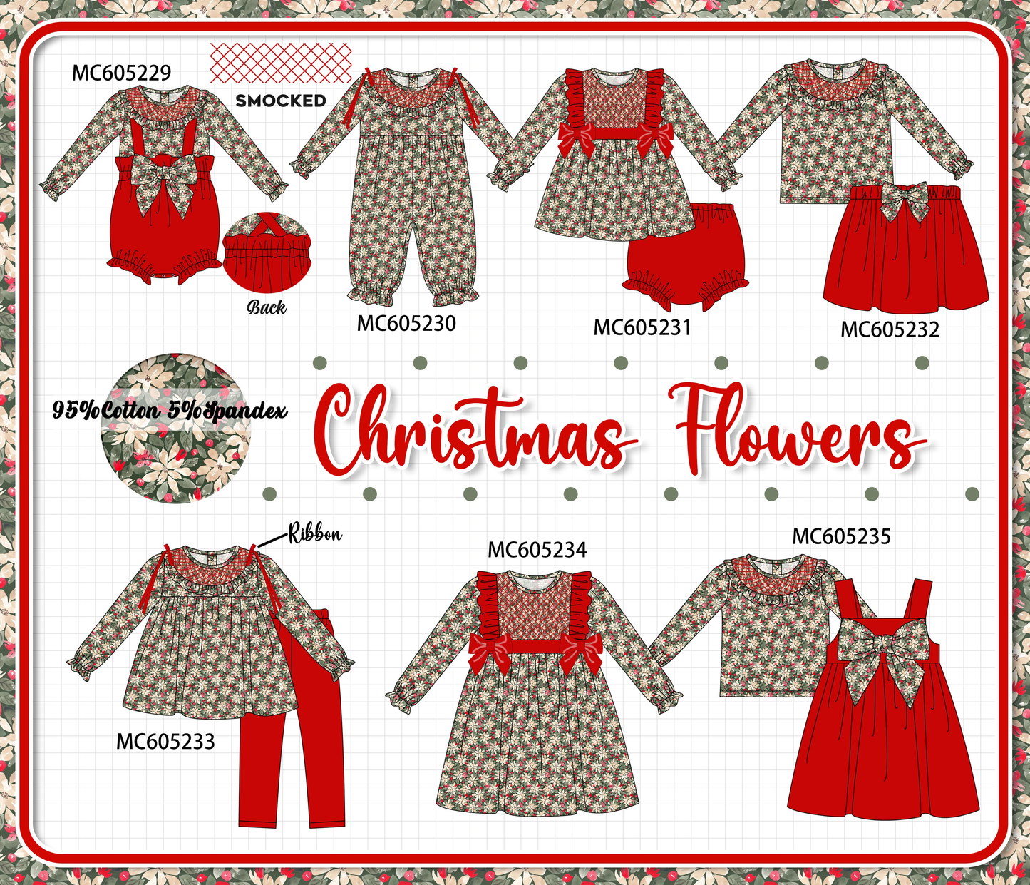 PO92 Red floral smocked collection - closing 5/25 - ETA late October