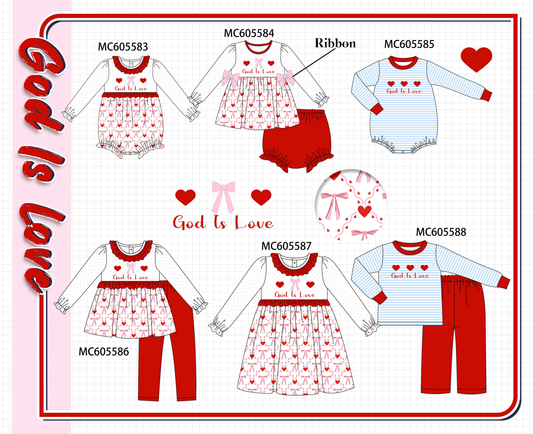 PO95 Red god is love heart embroidery ruffle collection - closing 6/22 - ETA late November