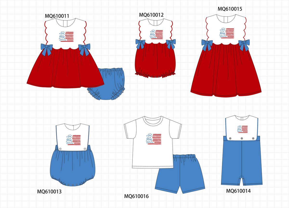 PO109 Red patriotic flag embroidery bow collection -closing 11/2- ETA May