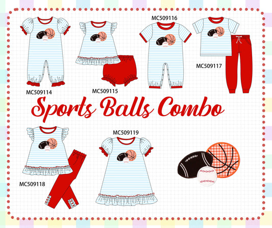 PO65 Red stripe sports ball applique collection  - closing 9/15- ETA late January