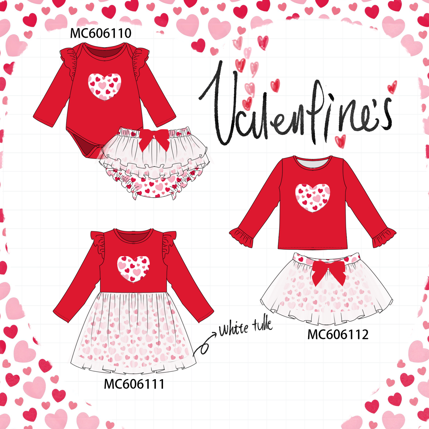 PO95 Red valentine heart ruffle collection