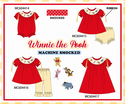 PO88 Red winnie the pool smocked ribbon collection - closing 4/27 - eta late September