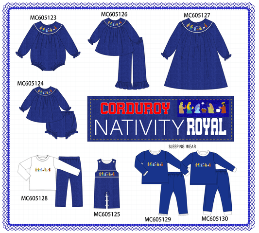 PO92 Royal blue nativity embroidery corduroy collection - closing 5/25 - ETA late October
