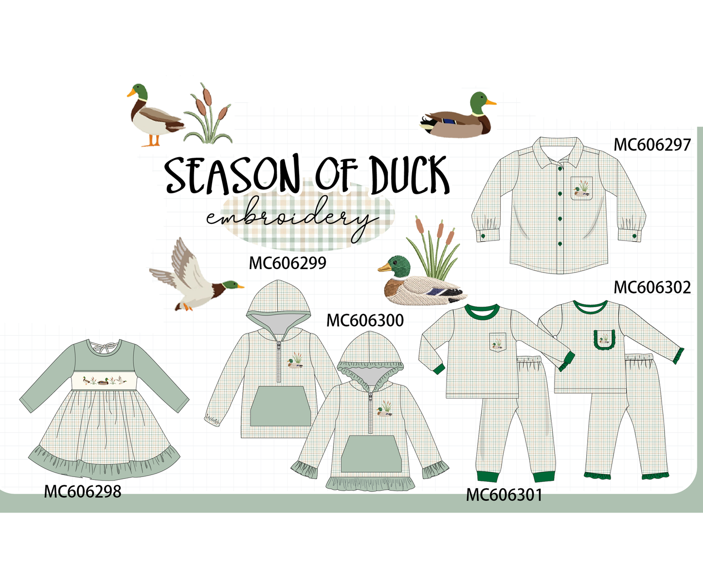 PO95 Sage duck embroidery plaid collection 2